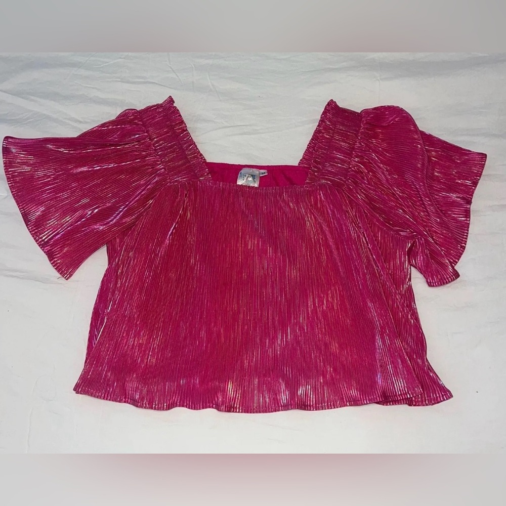 Queen of Sparkles Iridescent Pink Flutter Top